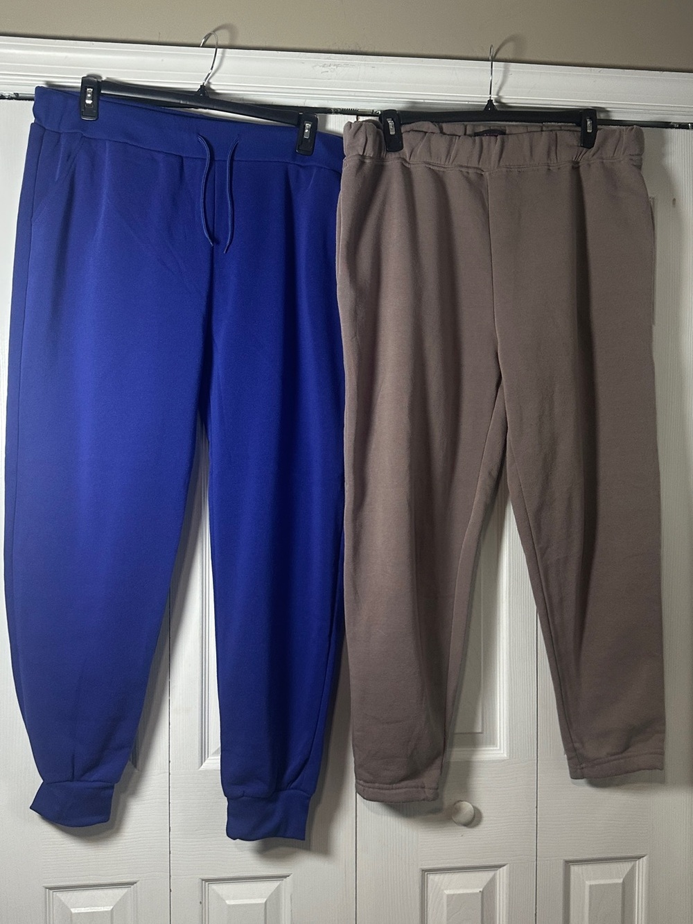 Two Casual Jogger Pants - Royal Blue & Taupe